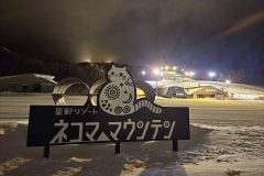 ネコママウンテン看板前