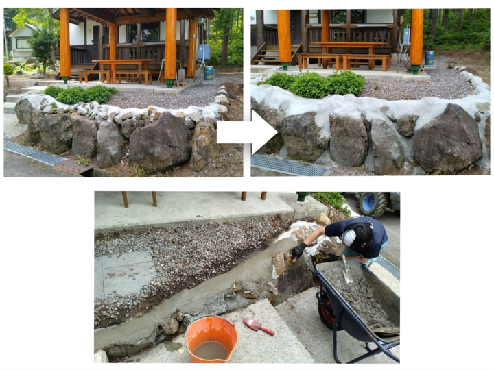東屋周り修繕