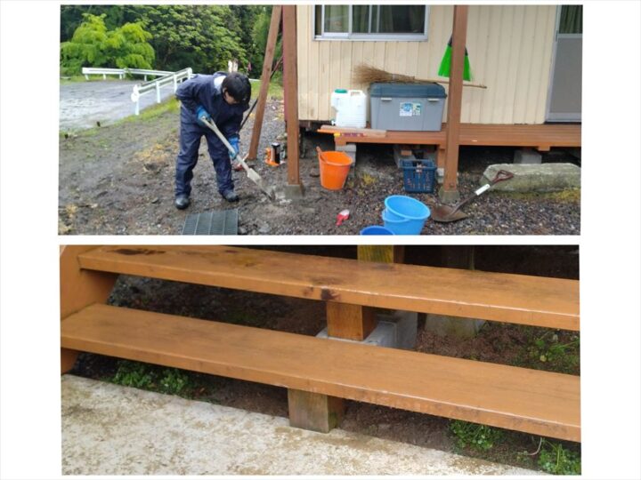 捨てコン　束石　修繕